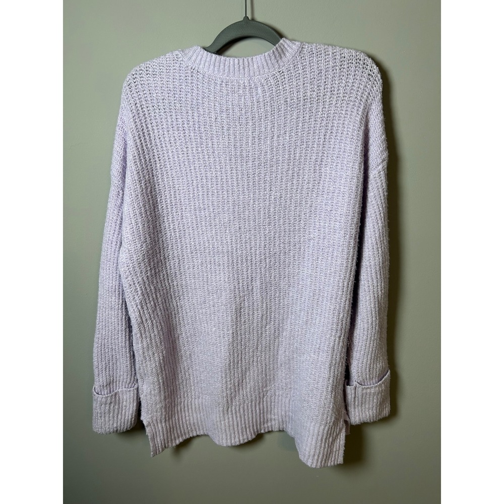 Nine West Lavender Purple Ribbed V-Neck Knit Sweater Large - Picture 3 of 7
